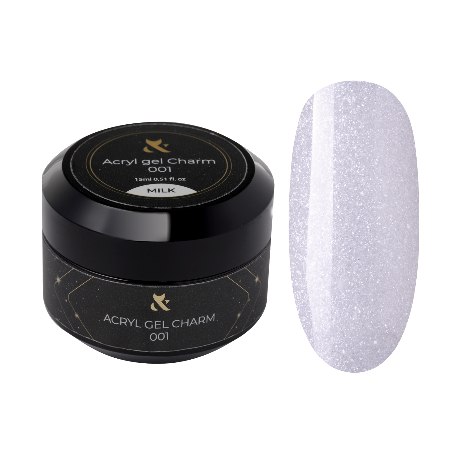 F.O.X Acryl Gel Charm Milk 15ml - Żel Akrylowy z Brokatem do Przedłużania Paznokci