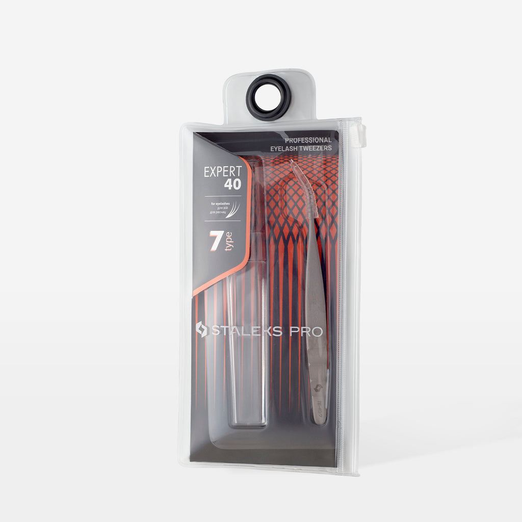 Pęseta do rzęs Staleks Expert 40 Type 2 L 70° stal nierdzewna CE