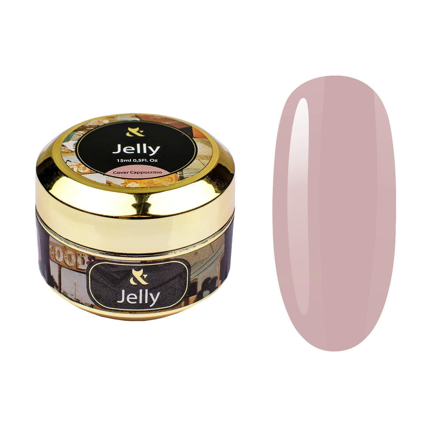 F.O.X Jelly Cover Cappuccino 15ml - żel budujący LED/UV nude, samopoziomujący