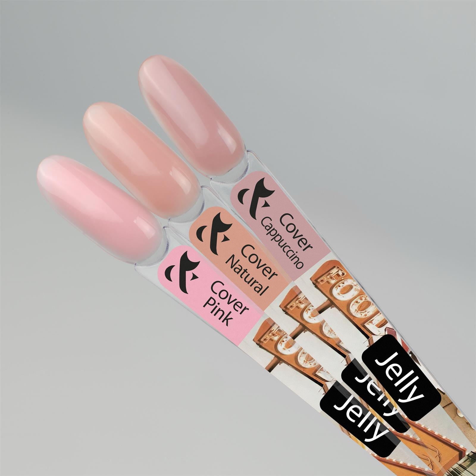 F.O.X Jelly Cover Cappuccino 15ml - żel budujący LED/UV nude, samopoziomujący