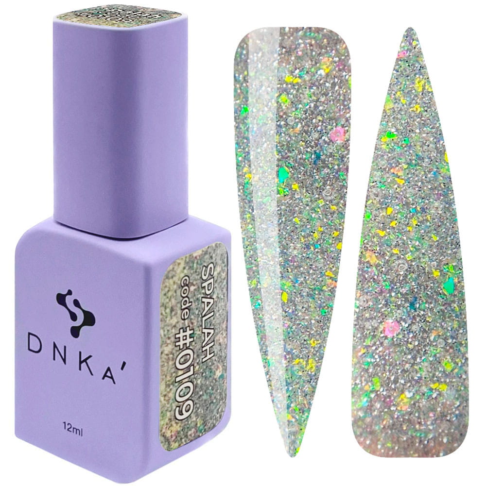 Lakier hybrydowy DNKa Flash 12ml #0109, żelowy, trwały, brokatowy