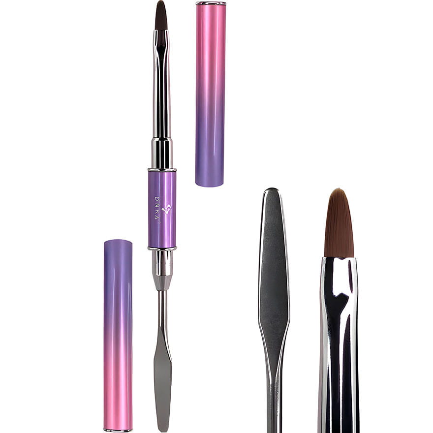 DNKa Brush #0004 Pędzelek do polygelu z szpatułką, syntetyczny, 2w1