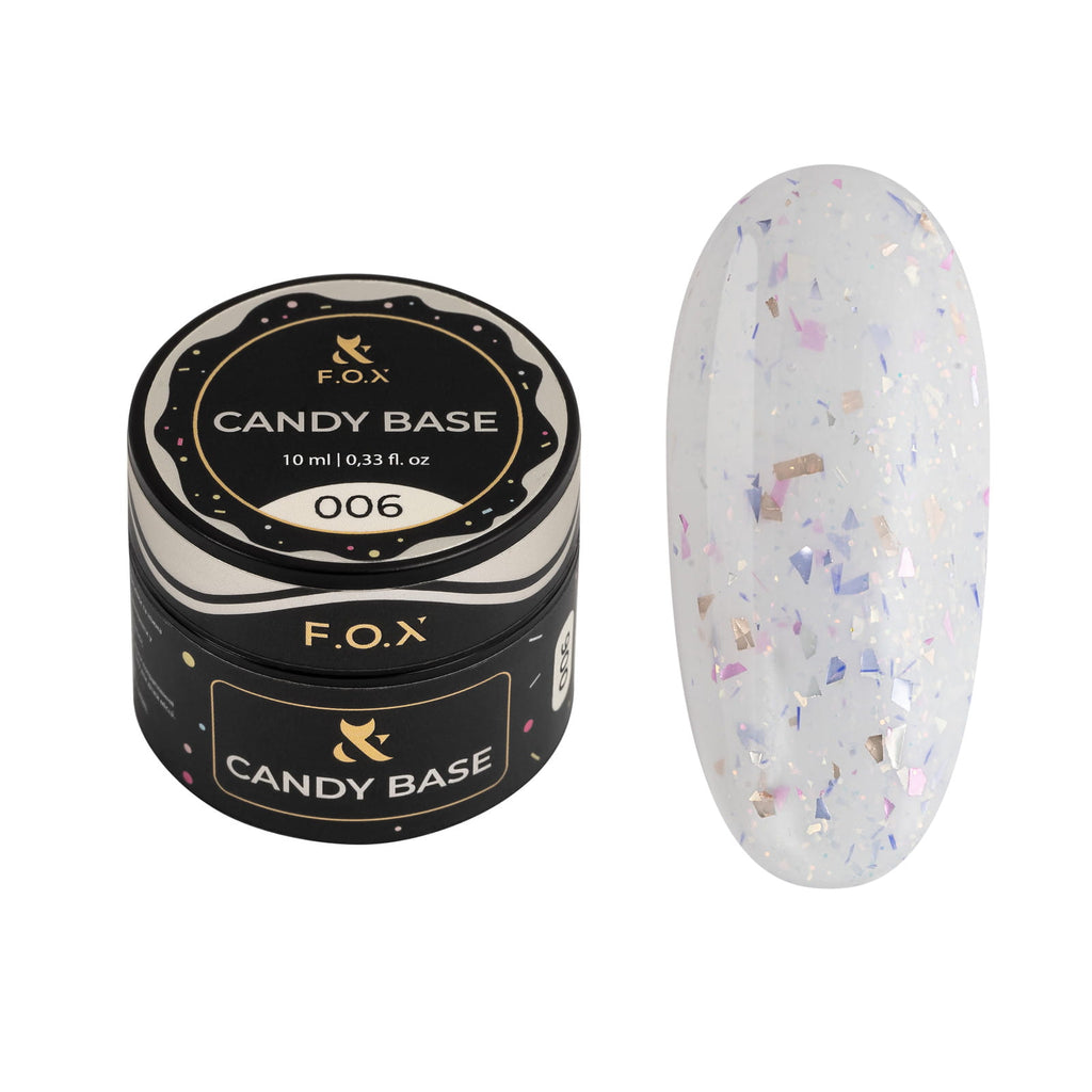 F.O.X Candy Base 006 Baza żelowa biała z brokatem 10ml do paznokci hybrydowych