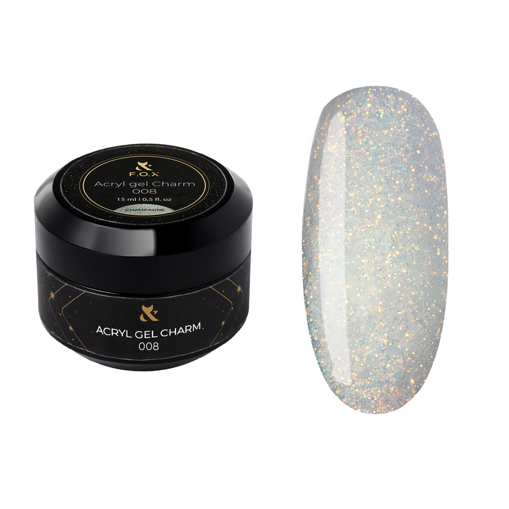 F.O.X Acryl Gel Champagne 15 ml - żel akrylowy brokatowy do przedłużania paznokci