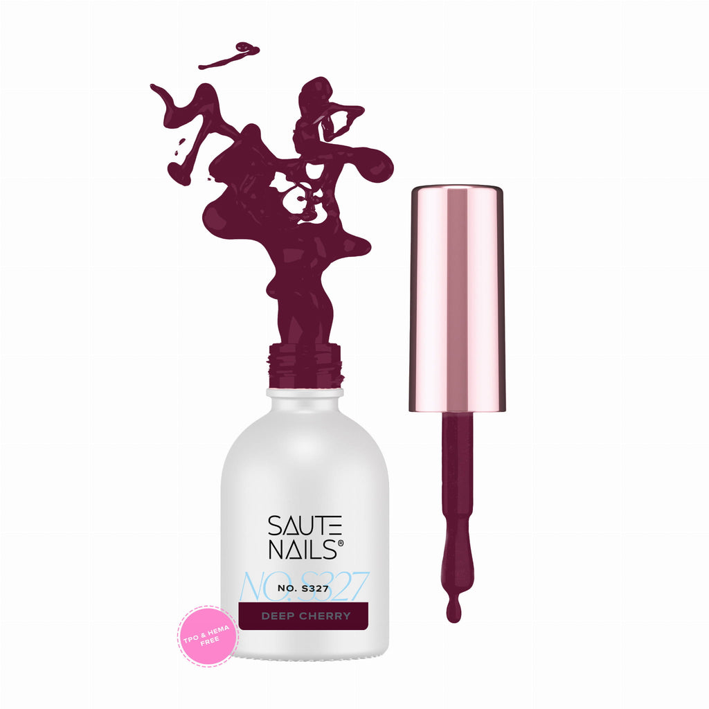 Saute Nails Lakier hybrydowy S327 Deep Cherry – ciemna wiśnia
