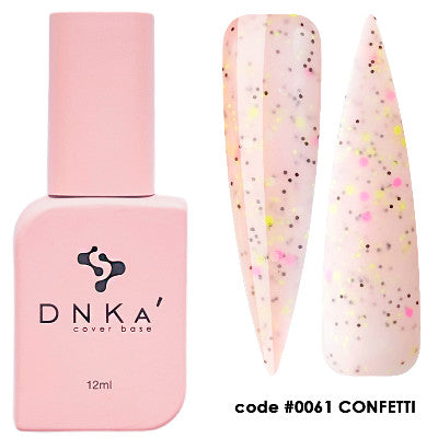 DNKa Rubber Base French Cover Confetti #0061 12ml baza hybrydowa kamuflująca